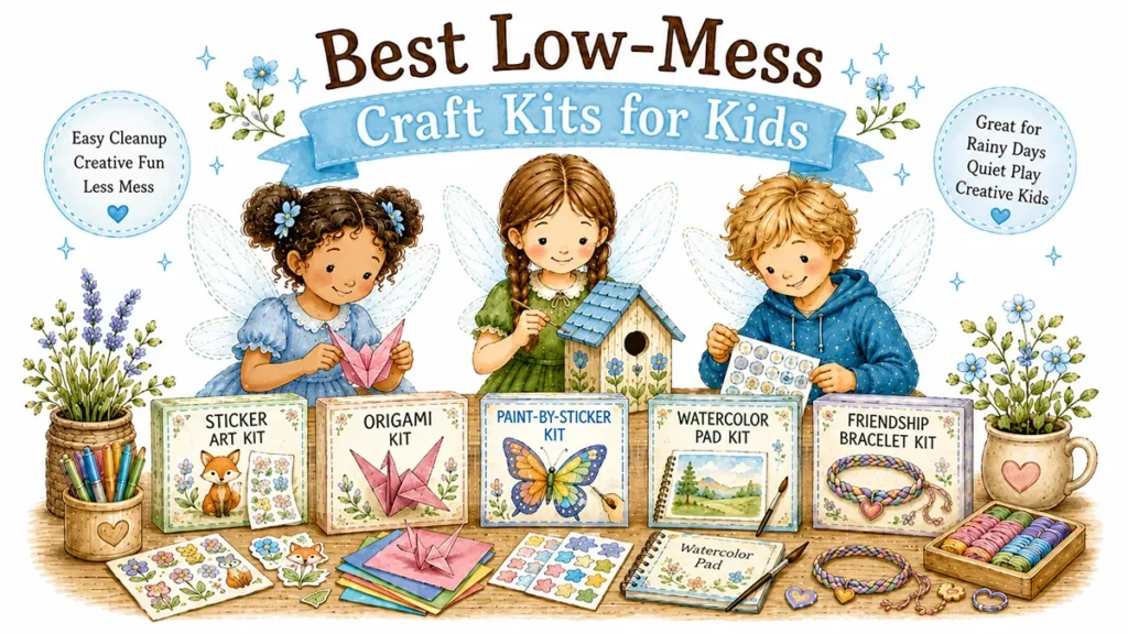 Fairies at a craft table with best low mess craft kits