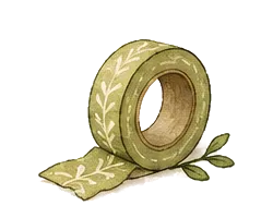 Decorative green washi tape with leaves