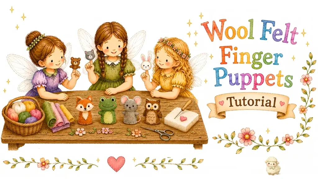 Fairies at a table making and playing with felt finger puppets.