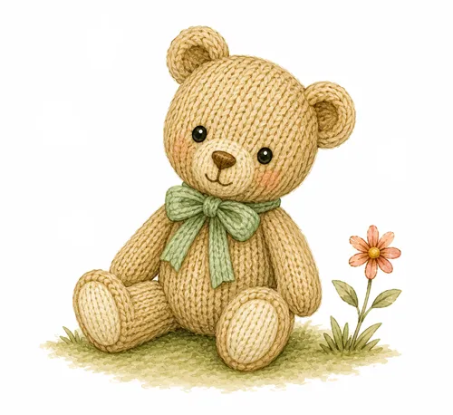 knit teddy bear illustration
