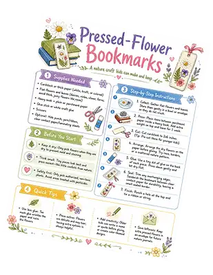 Pressed flower bookmark tutorial image.