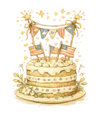 Decorative cake with festive flags