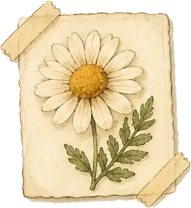 Illustration of a pressed daisy flower