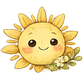 Smiling sun with flower details. summer crafts