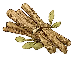 Bundle of sticks with leaves