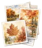 Autumn Watercolor Postcards