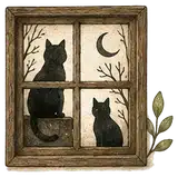 Black Cat Window Silhouettes