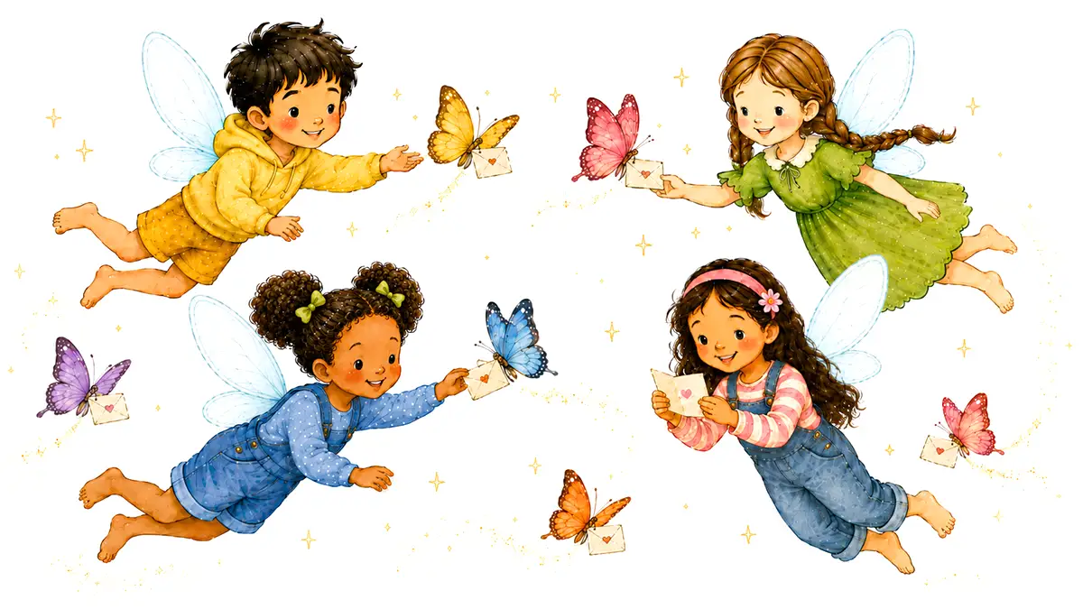 Fairies sending messages using butterflies