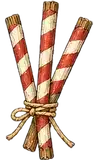 Illustration of candy-striped painted sticks