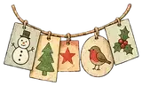 Illustration of a garland made from old cards