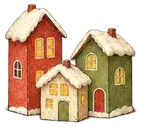 Illustration of cardboard village houses