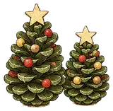Illustration of pinecone Christmas trees