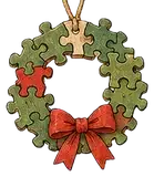 Illustration of a puzzle piece wreath ornament
