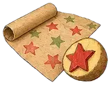 Illustration of hand-stamped wrapping paper